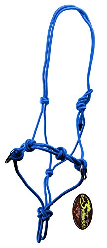 Southwestern Equine Side Pull Rope Halters with Nickle Plated Rings (Horse, Blue)