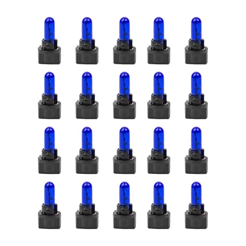 Bittwee 20PCS T5 17 57 79 86 Car Halogen Instrument Cluster Bulbs Kits, 12V Vehicle Gauge Cluster Panel Bulbs with 20PCS Sockets, Auto Interior Dash Light Replacement Accessories (Blue)