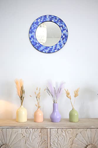 Zorigs Mirror Wall Art Décor – Handcrafted Decorative Wall Round Blue, 24” Mirror For Hallway, Bedroom, Bathroom, Living Room #TOP5