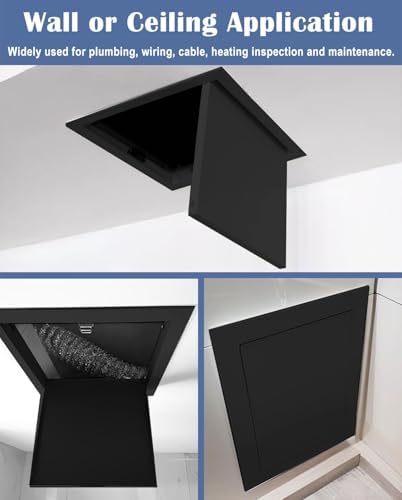 Sıhhi Tesisat ve Elektrik için Siyah Erişim Paneli - 24x16 inç Metal Tavan Duvar Kapısı, Açık Alçıpan Kapak Plakasını Tıklayın, Kolay Kurulum için Vidalar Dahil (60x40cm) - Görsel 2