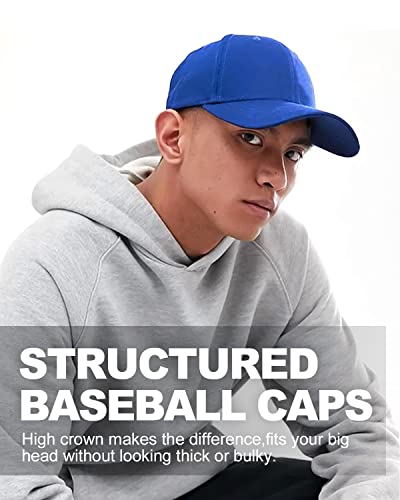 Zylioo Xxl Oversized Structured Baseball Cap,Adjustable High Crown Dad Cap For Big Heads,Fat Head Baseball Hats Royal Blue #TOP3