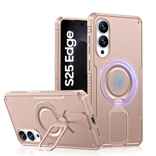 Coque anti-chute Galaxy S25 Edge magnétique dorée pour éviter les bris d'écran