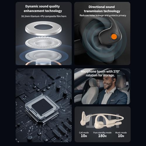 Auriculares de conducción ósea inalámbricos Bluetooth 5.3 abiertos 2