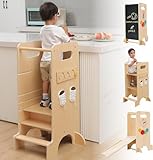 Olvy Kids 4-in-1 Montessori Torretta Apprendimento - Learning Tower - Scaletta Legno - Scaletta Bambini 4 Gradini - Torre Cucina Bambini