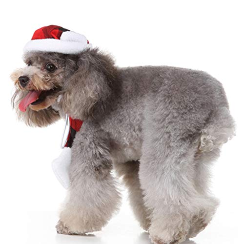 POPETPOP Natal Pet ChapÃ©u Cachecol Conjunto Floco de Neve Xadrez DecoraÃ§Ã£o Pet Santa Natal ChapÃ©