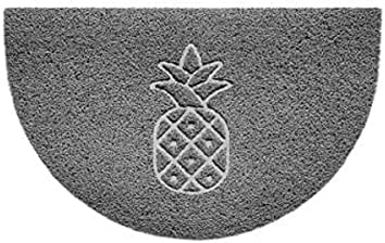 Nicoman Embossed Halfmoon Half Circle Door Mat Dirt-Trapper Jet-Washable Doormat 70x44cm (Grey, HEART Shape) - Use Indoor or Sheltered Outdoor