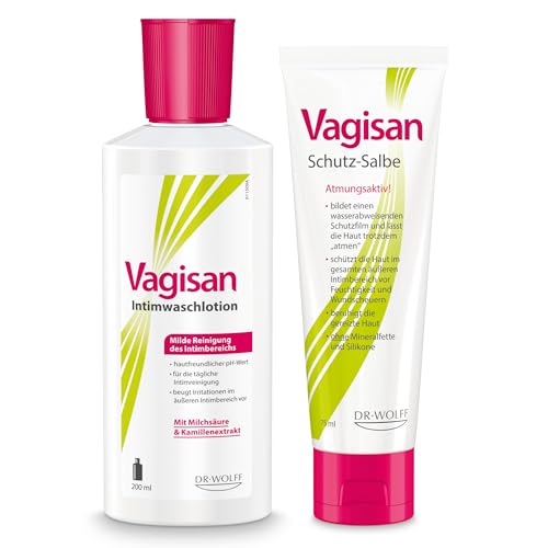 Vagisan Intimwaschlotion & Schutz-Salbe im Set - 200 ml + 75 ml | Sanfte Reinigung und Pflege für den Intimbereich | Ohne Silikone