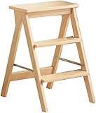 HAPPLiGNLY Escalera de extensión telescópica, Escalera de Madera Maciza de Pedal Ancho, Escalera Plegable, Escalera Plegable portátil, Multiusos, Resistente, Carga de 150 kg/330 Libras para e