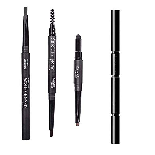 3 In 1 Eyebrow Pencil Pen Brush Powder, 3D Eyebrow Tattoo Pen Makeup Pen, Waterproof 24 Hours Lasting Eyebrow Pencil Enhancer Brush Eyebrow Shaper Makeup Kit (Dark Coffee)