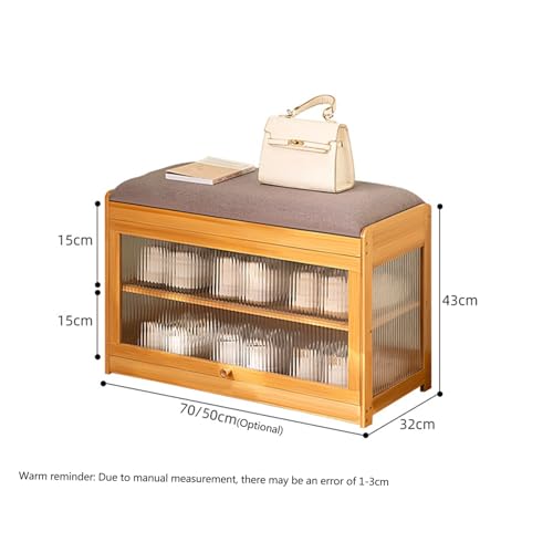 Banco Cambiador de Zapatos, Taburete de Madera para cambiarse de Zapatos, Taburete Multifuncional para facilitar su Uso, Sala de Estar, Dormitorio, Entrada u Oficina.