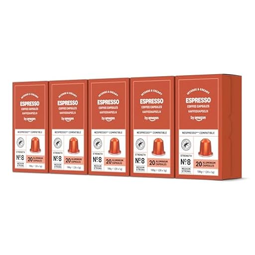 by Amazon - Cápsulas de café Espresso, tueste claro, compatibles con Nespresso, 100 unidades, 5 paquetes de 20, Certificado Rainforest Alliance | Ya disponible en tu tienda friki favorita! En mundofriki.es! by Amazon - Cápsulas de café Espresso, tueste claro, compatibles con Nespresso, 100 unidades, 5 paquetes de 20, Certificado Rainforest Alliance | Ya disponible en tu tienda friki favorita! En mundofriki.es!