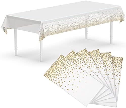 Neatiffy 84 Inch 6 Pack Round Plastic Table Cloth | Tablecloths for Picnic, Party, Banquet, Birthdays | Waterproof Disposable/Reusable Table Cover - Black Round