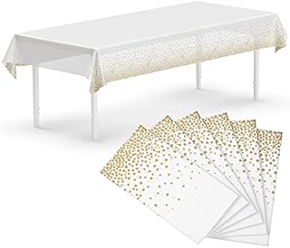 Neatiffy 84 Inch 6 Pack Round Plastic Table Cloth | Tablecloths for Picnic, Party, Banquet, Birthdays | Waterproof Disposable/Reusable Table Cover - Black Round