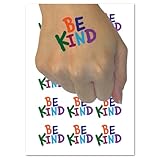 Be Kind Fun Text Temporary Tattoo Water Resistant Fake Body Art Set Collection - 54 1' Tattoos (1 Sheet)