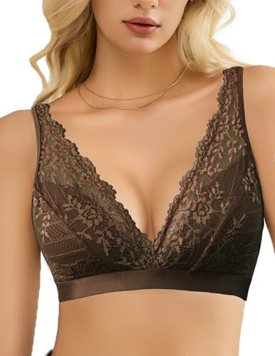 Image of Avidlove Lace Bralette for Women Sexy Deep V Neck Wireless Bralette Plunge Unpadded Bras Everyday Bra
