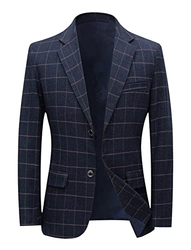 Men's Checked Plaid Blazer Notch Lapel Coat Two Buttons Formal Groom Party Daily Jacket