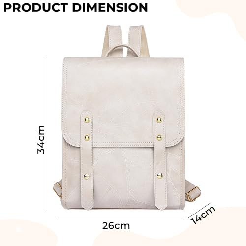 Image of Kraptick Stylish Casual Backpack | PU Leather Laptop Bag for Office, College & Travel | Lightweight & Spacious Daypack | Fits 13.3 inches Laptop | Fashionable & Durable Backpack for Women