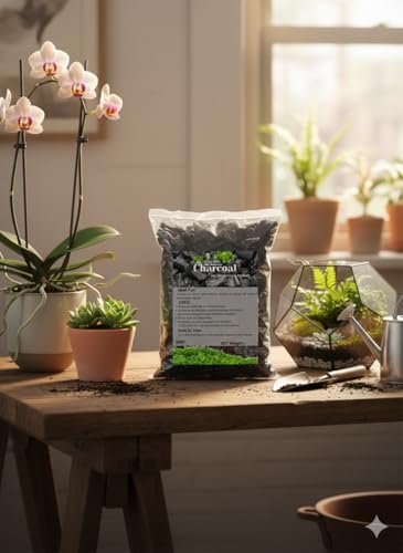 Image of CharGro Horticultural Charcoal 450g | Ideal for Orchid, Succulent & Terrarium Potting, Gardening Soil Mix | Natural Soil Filter Long Burning Coal for Havan, BBQ, Cooking & Pooja Dhoop