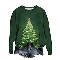 TOFOTL Sudadera Navidad Niño, Jersey De Mujer +Elegante Jersey Navideño Niño, Camiseta, Sueter Invierno Camisola Invierno Regalos Hombre Ropa Navidad Mujer Camiseta De Gran Tamaño Verde XL