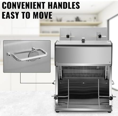 Commercial Bread Slicer, 370W Stainless Steel, Electric Bread Cutting Machine, 12mm Blades, Kitchen Appliance