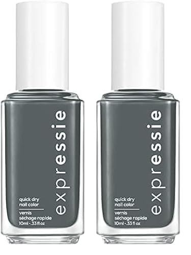 essie expressie™ nail polish, Cut To The Chase, Expressie FX collection, muted gray nail color, 8-free vegan muted gray, 8-free vegan 0.33 fl oz (Pack of 2)