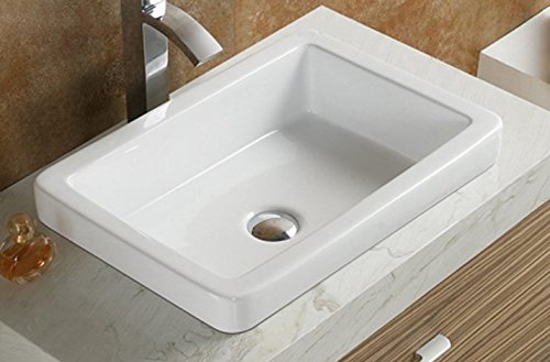 Elimax's Bathroom Sr-7444 Ceramic Porcelain Vessel Sink With Free Chrome Pop Up Drain (Chrome Pop Up Drian), Sr-7444-White Chrome Drain #TOP1