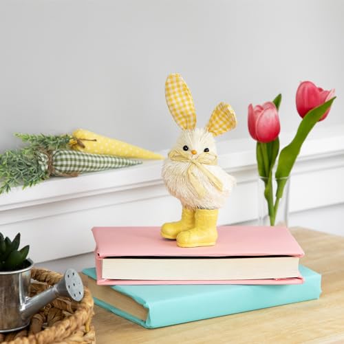 Northlight Chick with Plaid Rabbit Ears and Rainboots Easter Figurine - 7" - Yellow2
