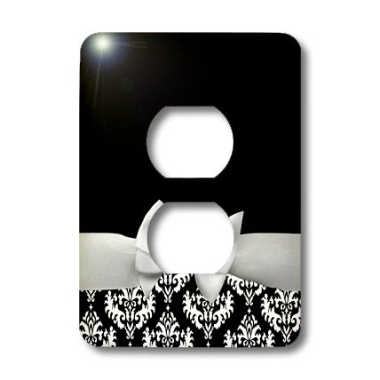Cache double prise pour masquer les bloc électriques blancs style damassé - 3