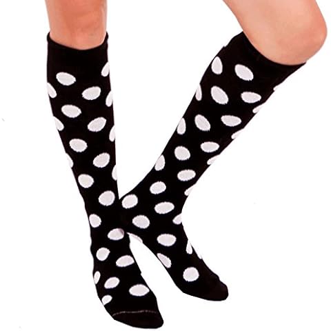 Chrissy's Socks Women's Polka Dot Knee High Socks 7-11 Black/White Cover
