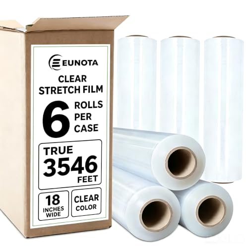 Image of 6 Pack Shrink Wrap Roll, 18 inch Wide Total 3546ft Industrial Stretch Film