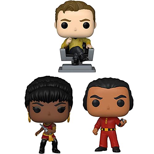 Funko Tv: Pop! Star Trek Collectors Set 1- Captain Kirk In Chair, Khan, Uhura, Multicolor, 3.75 Inches #TOP11