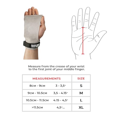 Image of WARM BODY COLD MIND Leather Hand Grips - NO Holes for Weightlifting, Powerlifting, Gymnastics, Cross Training, Pull-Ups, Weight Lifting, Wrist and Palm Protection