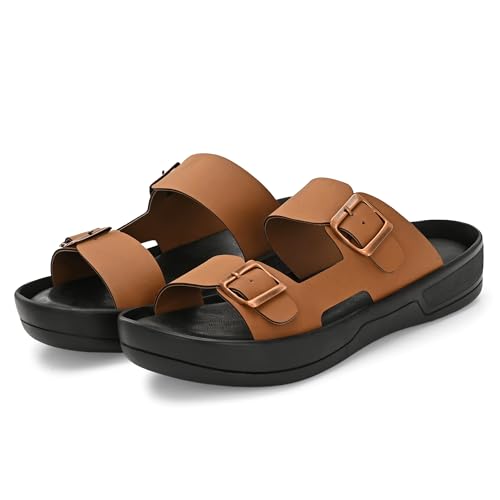 Image of KASTAVA KS 117 Comfortable Premium Synthetic Casual Sandals | Adjustable Buckle Closure | Lightweight Everyday Wear Sandals for Men