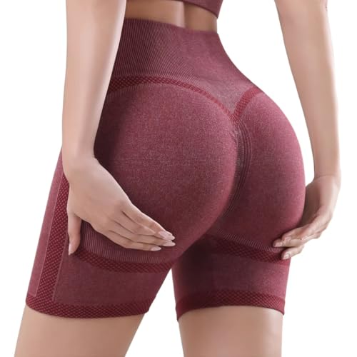 Short Modelador Levanta Bumbum Fitness (Cor: Vermelho), Cintura Alta Respirável Shortinho Legging Co