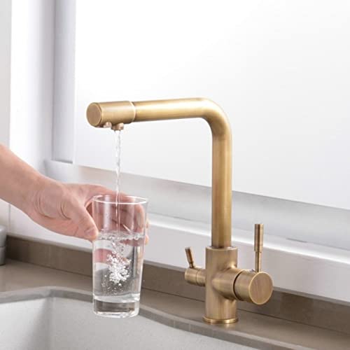 Gold Kitchen Faucets With Filtered Water Deck Mounted Drinking Water Mixer Tap Brass Gold Kitchen Faucet Filter,Brushed Nickel #TOP5