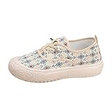 Planos Zapatillas De Deporte Para Mujer Retro Impresos Zapatos Para Caminar Punta Redonda Zapatillas Transpirable Antideslizante Ligeras Zapatos Deportivos Cómodo Casual, verde, 40 EU