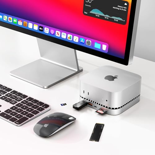 Image of Mac mini M4 Dock, Aluminum Stand and HDMI Hub for Mac mini M4 and M4 Pro 2024 with M.2 NVMe /SATA SSD Enclosure, 4K60Hz HDMI,10G USB A /C, 5G USB A*2, USB-C Charge, SD /TF, Audio