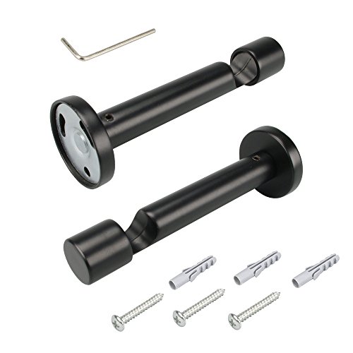 Liedeco Träger für Gardinenstangen 9 cm einläufig, Landhaus, ø 16 mm, 1 Stk schwarz