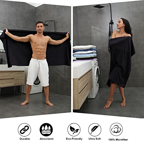 Extra Large Bath Towel Sheet Set 35x70 Inches - Oversized Bath Towels Set,Jumbo Large Microfiber - Quick Dry, Lightweight,Super Soft,Highly Absorbent Towel Set for Bathroom,Hotel,SPA,Pack of 4 (Black) by Smuge - Image 5