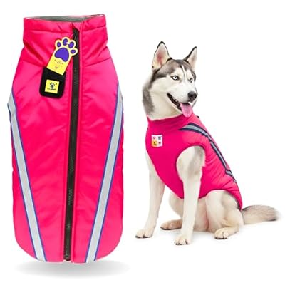 A+a Pets' Luxurious Rain & Wind' Jacket for Dogs | 27" Length | Recommended Non Slip Coat for Rain & Snow | Full Body Coverage with Leash Opening | Warm & Comfortable (Pink, 5XL)