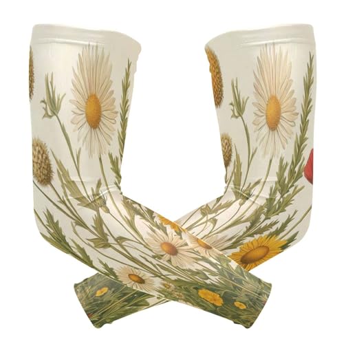 Kigai Wildflowers Poppy UV Sun Protection Arm Sleeves for Men Women Cooling Compression Sports Arm Sleeves Tattoo Cover Up