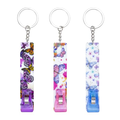 ZYTONGMAO 3PCS Credit Card Puller, Cute Debit Bank Card Grabber for Long Nails ATM Keychain Women with Plastic Clip (K2)