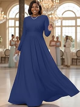 blue long sleeve dresses for women KOH KOH Petite Womens Full Sleeves Flowy Empire Waist Fall Winter Modest Formal Floor Length Abaya Muslim Gown Gowns Soft Jersey Maxi Dress Dresses, Cobalt/Royal XS 2-4: Buy Online COLOR-Blue Tea Party Dress | Size_Apparel:34