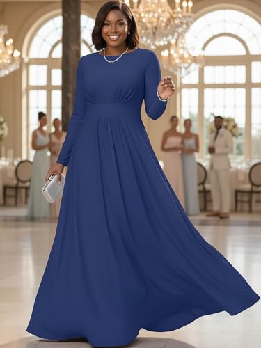 Image of KOH KOH Womens Long Sleeve Flowy Empire Waist Fall Winter Maxi Dress Gown