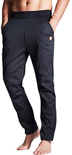 Souke Sports Men's Winter Cycling Pants, Windproof Fleece Thermal Bike Pants, Breathable Athletic Sweatpants for Running (Black, XLarge)