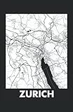  Zurich Minimalist Map: 5.5\" x 8.5\" Journal for writing Down Habits Diary, Notebook, Ruled/Lined, 192 Pages