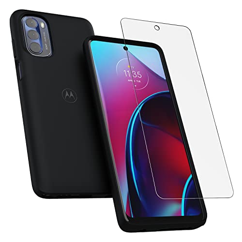 Motorola Paquete protector para Moto G Stylus (2022)   Funda negra de ajuste preciso + protector de pantalla de vidrio 9H con revestimiento antihuellas dactilares y manchas (no para la versión G