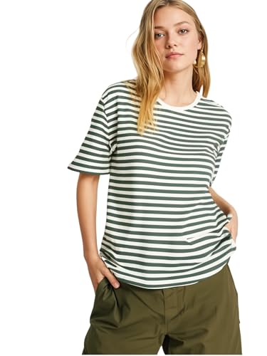 Image of Mack Jonney Oversized | Loose Fit | Half Sleeves 100% Cotton Round Neck Striped T-Shirt for WOMEN-MACK640651