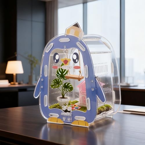 Image of Jumping Spider Enclosure, Penguin Style Small Spider Terrarium with Magnetic Feeding Hole, Escape-Proof Habitat for Tarantula, Mantis, Beetle