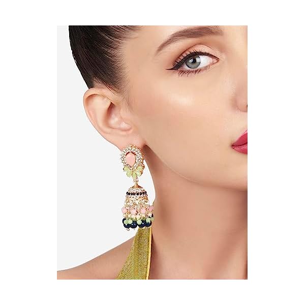 Zaveri Pearls Multicolour Beaded Kundan Jhumki Earring For Women -ZPFK16160 - Image 7
